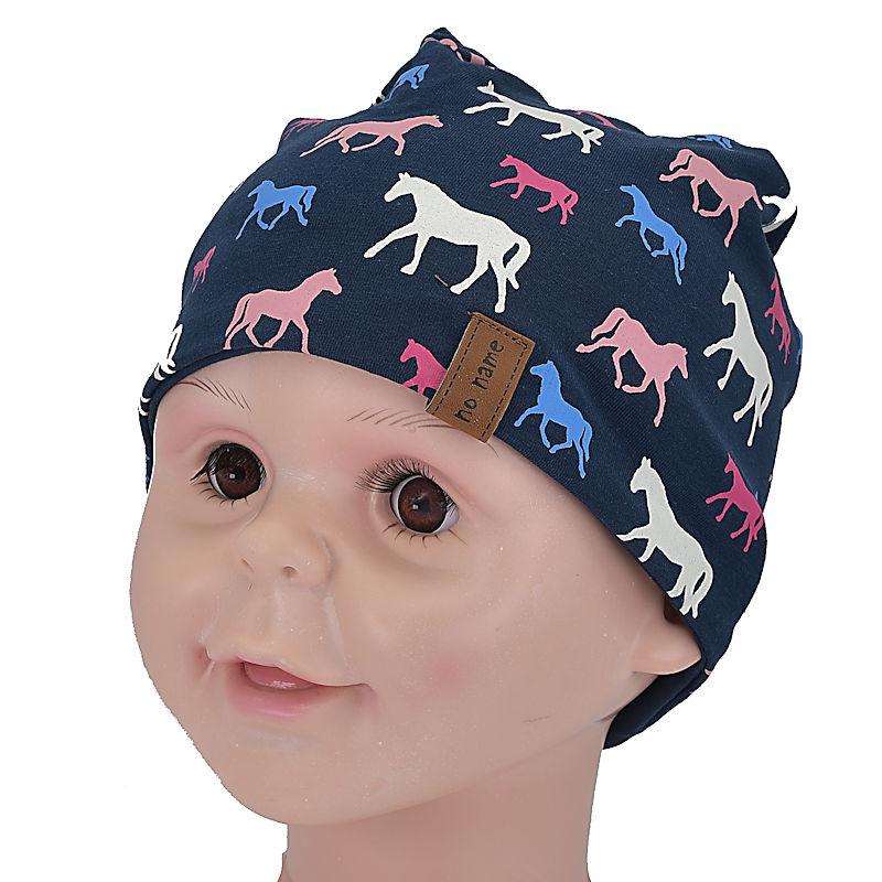 Baby Wendemütze 49-51 size Pferde blau
